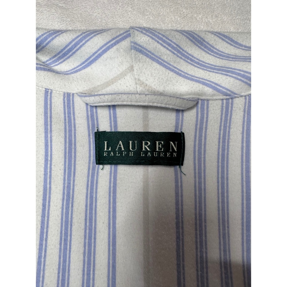 Lauren Ralph Lauren Blue White Striped Cotton Blend Jersey Wrap Robe Shawl L - Picture 4 of 6